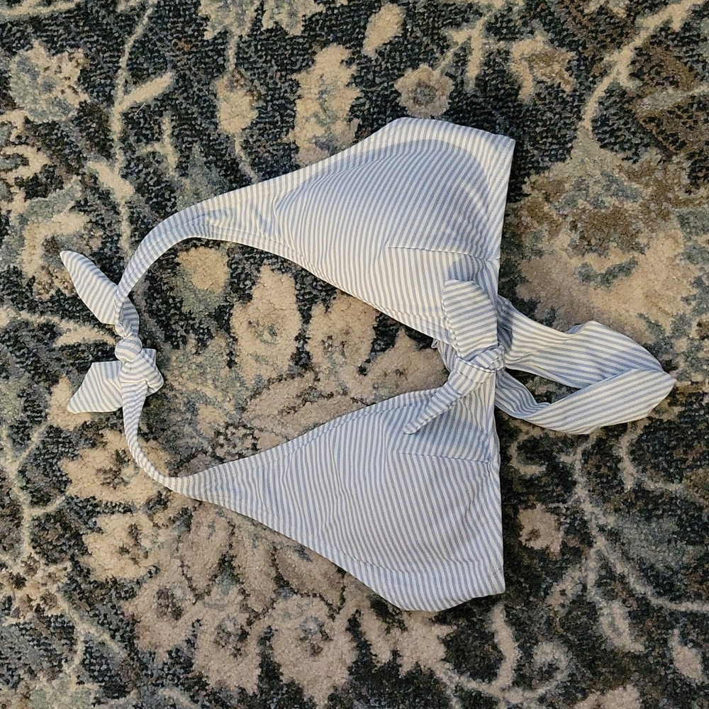 Loft Swim Bikini Top Light Blue Stripe Size Medium